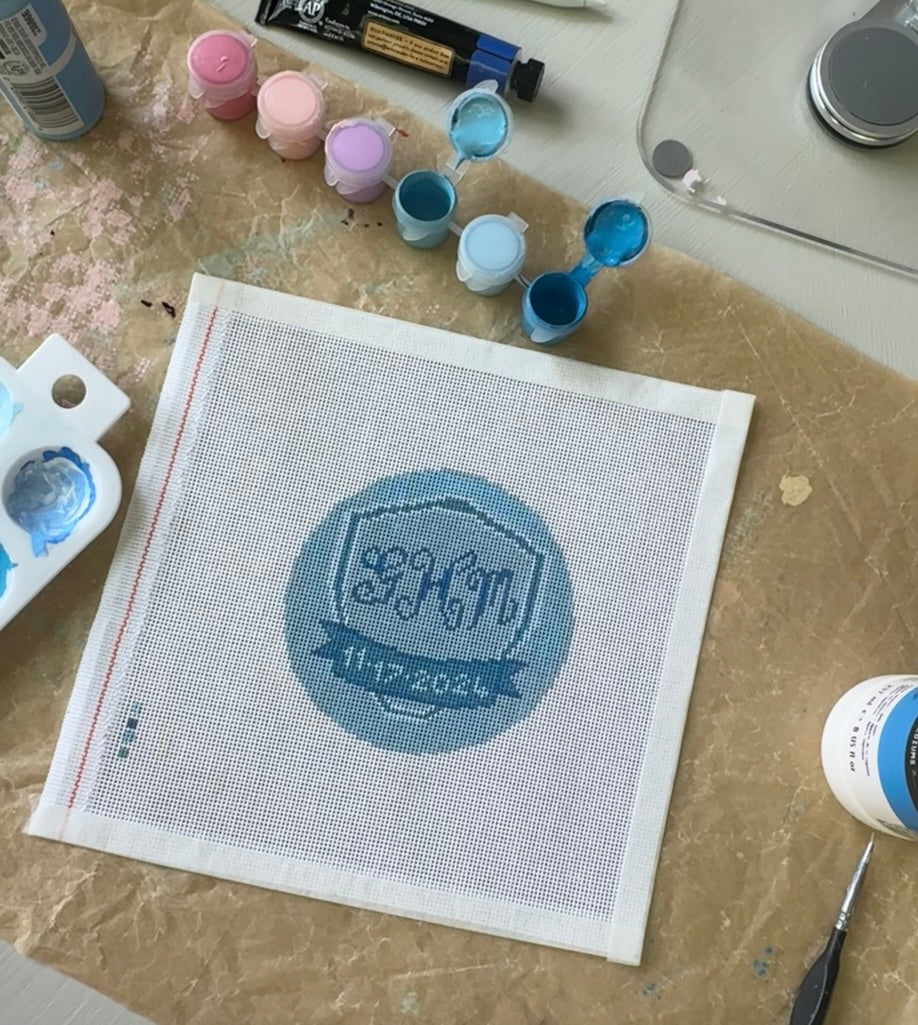 Custom Canvas - 4 in Round Monogram and Crest