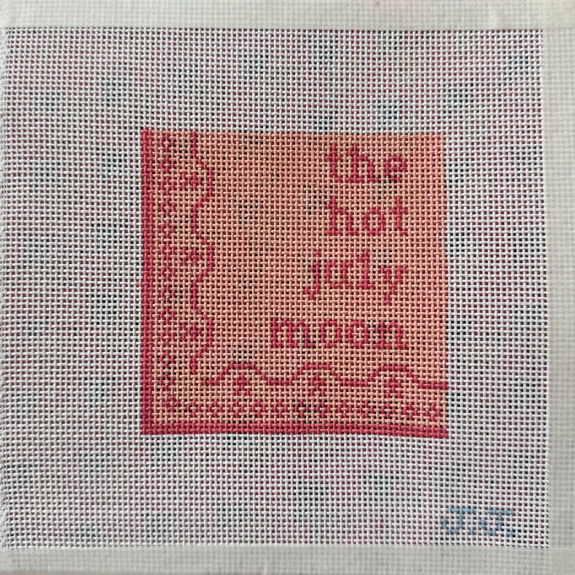 needlepoint canvas coaster with 90s country lyrics from strawberry wine 